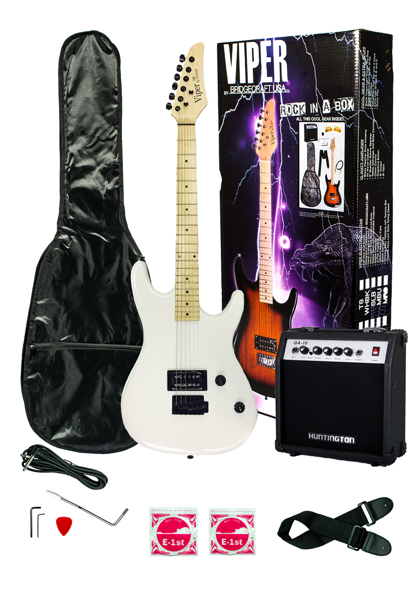 Viper Solid Body Electric Guitar Combo Package Black Hardware