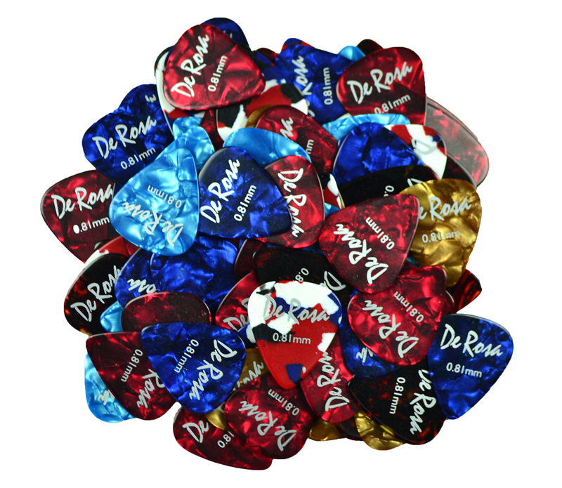 De Rosa Colorful Celluloid Guitar Picks .81 100 Pack