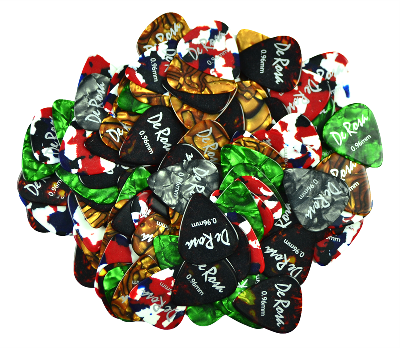 De Rosa Colorful Celluloid Guitar Picks .96 100 Pack