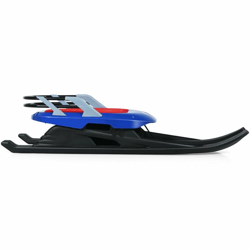 Folding Kids Metal Snow Sled Frost-Resistant With Pull Rope Snow Slider And Leather Seat