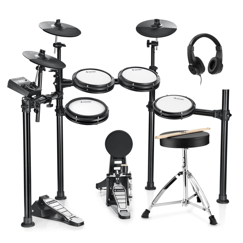 Donner Ded-200 Electronic Drum Set 5-Drum 3-Cymbal 450-Sound With Headphones/Drum Throne