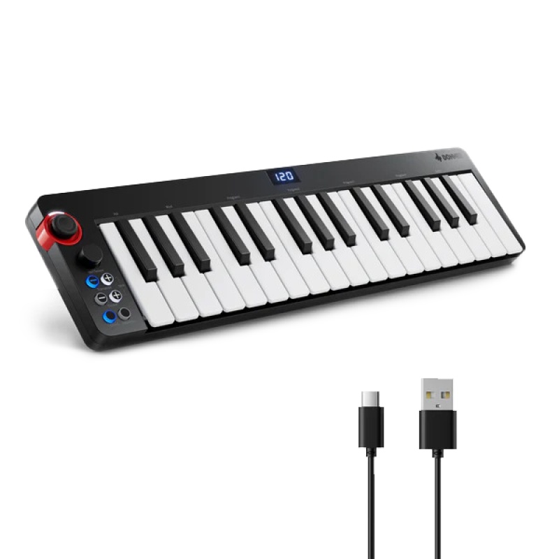 Donner N-32 32-Key Midi Keyboard Controller Sequencer With Digital Tube Screen