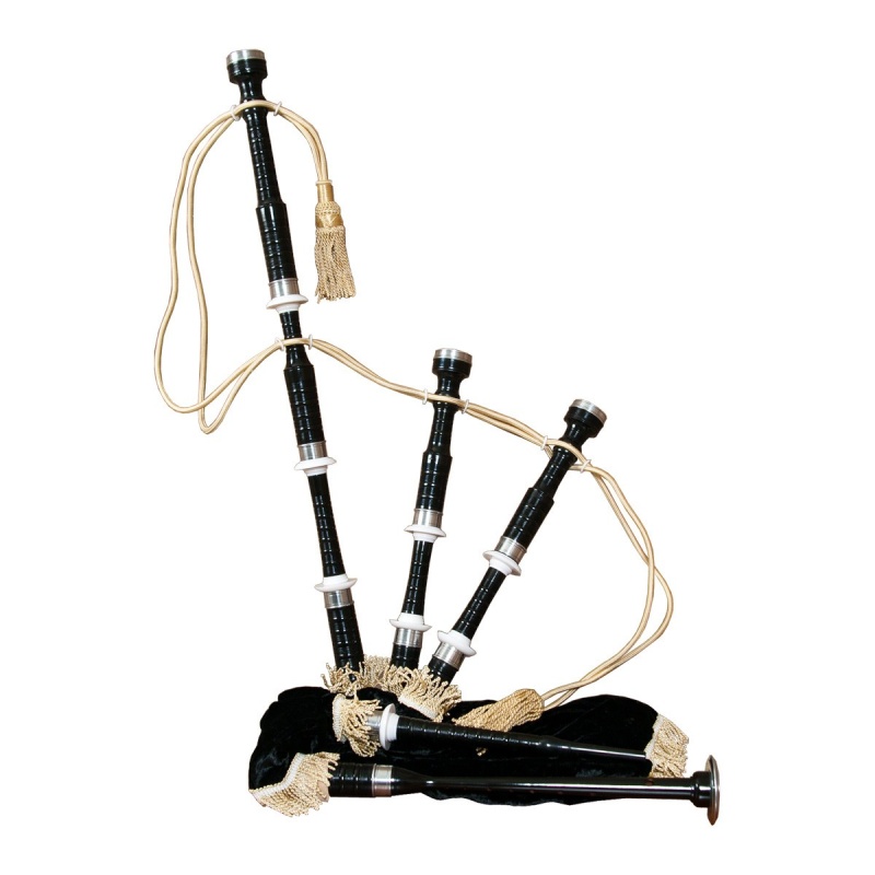 Roosebeck Full Size Sheesham Black Finish Bagpipe W/ Black Cover