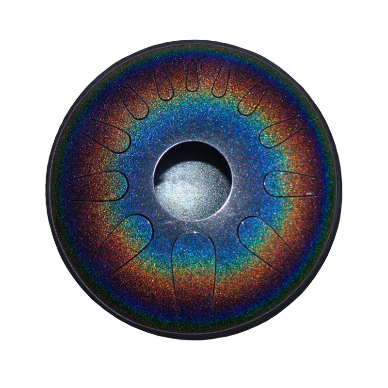 Idiopan Domina Pro 12-Inch 12-Note Tunable Steel Tongue Drum With Pickup- Onyx Rainbow