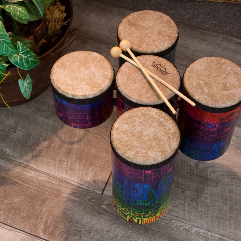 Remo Cluster Drums, Mini, 5 Piece Set, Fabric Rainbow
