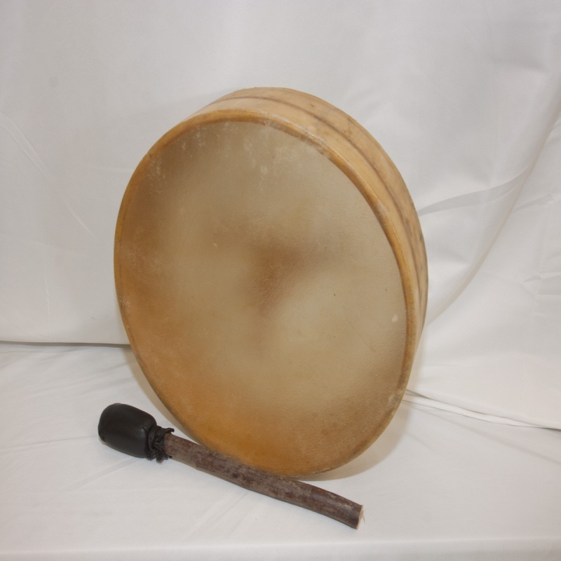 Dobani Pretuned Calfskin Head Wood Frame Drum Antler Handle W/ Beater 12-Inch