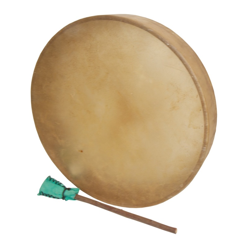 Dobani Pretuned Calfskin Head Wood Frame Drum Antler Handle W/ Beater