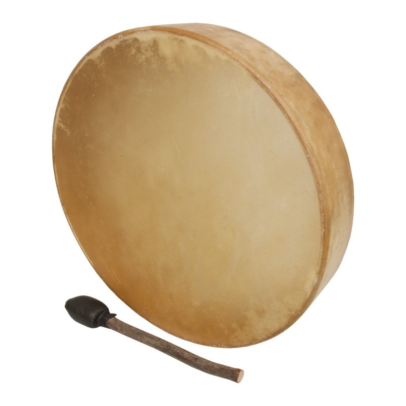 Dobani Pretuned Calfskin Head Wood Frame Drum Tree Of Life Handle W/ Beater 16"