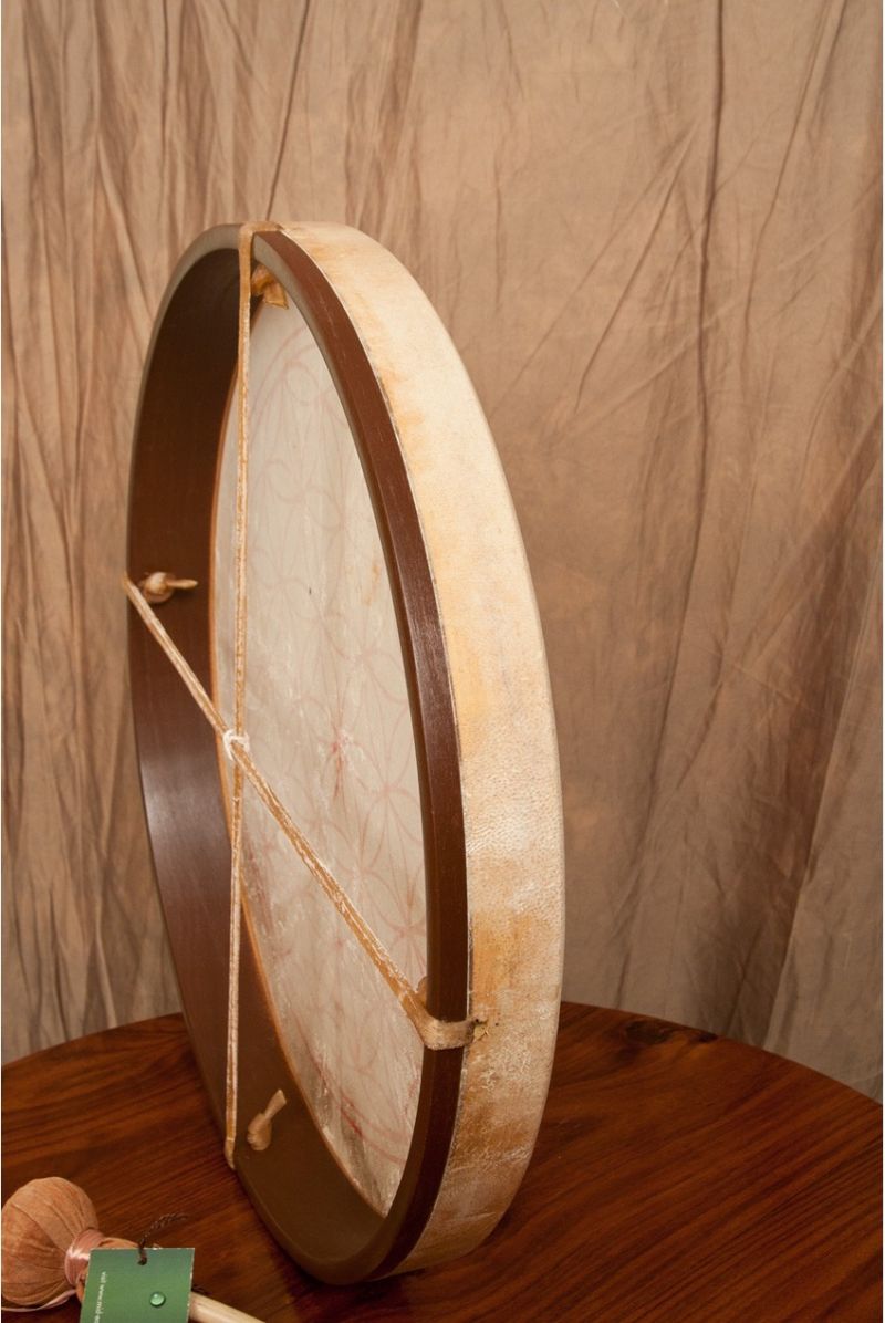 Dobani Pretuned Goatskin Head Wood Frame Drum With Beater 18-By-2-Inch Circle Of Life