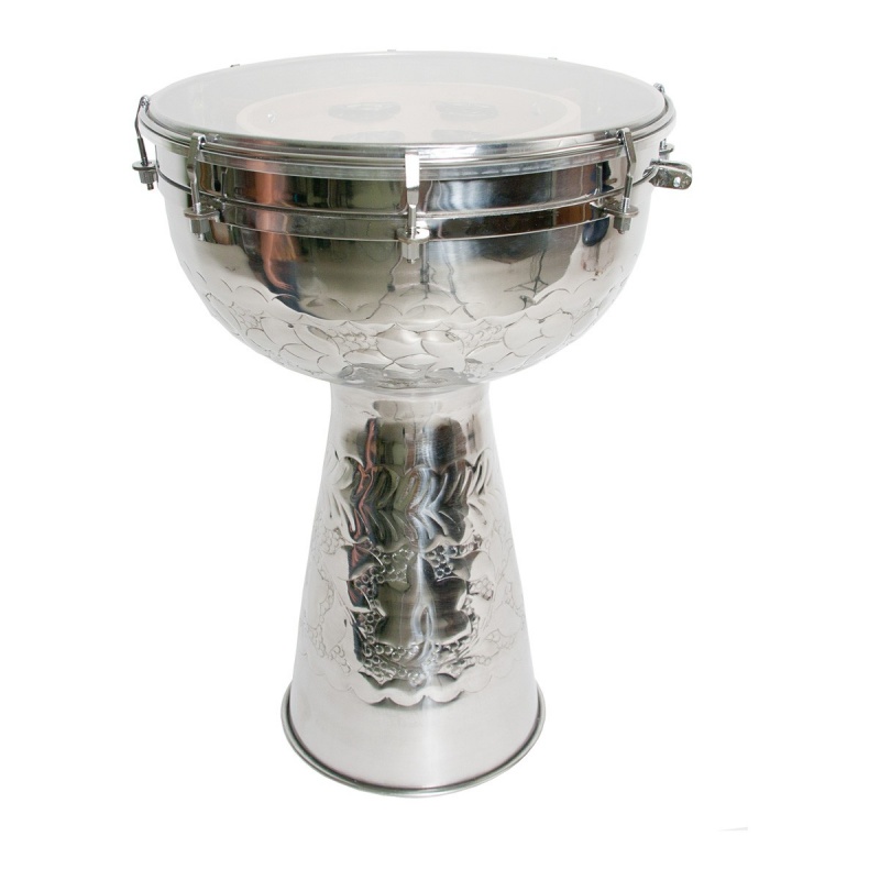 Mid-East Metal Doumbek With Synthetic Head And Internal Jingles 12-By-18-Inch