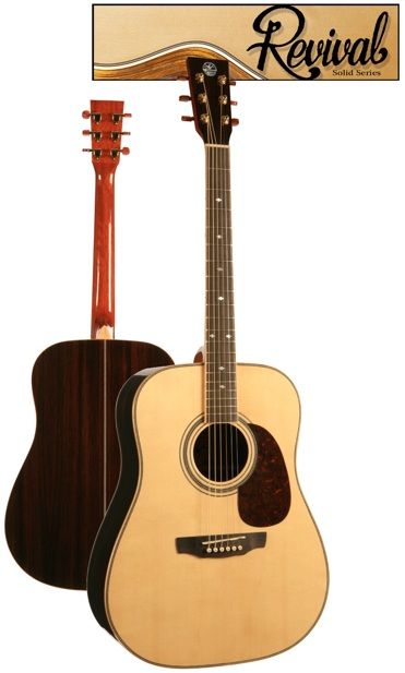 Revival Glossy Solid Spruce, Black Walnut Dreadnought Guitar