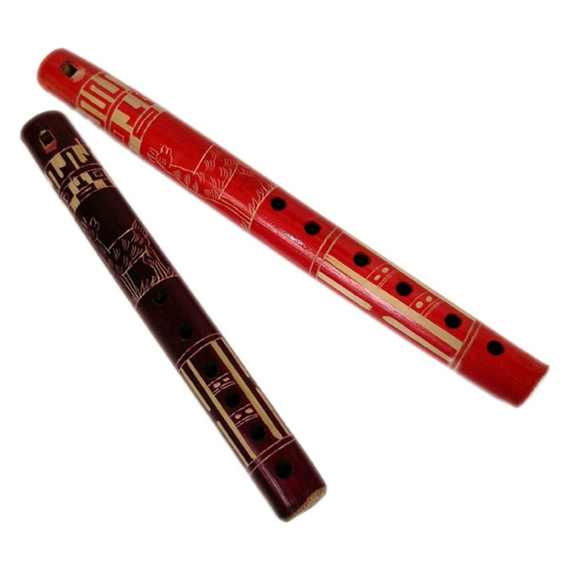 10 Pack Painted Flute Bamboo Hand Carved 9" Assorted Colors