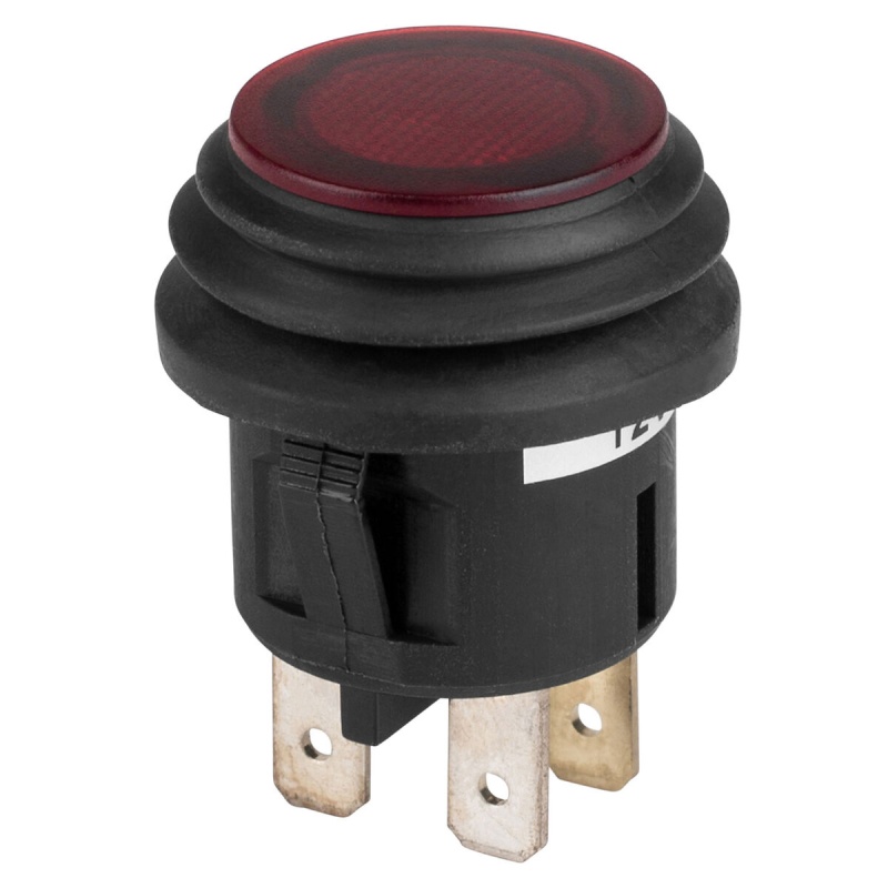 Spst Red Illuminated On/Off Push Button Switch 20A 12 Vdc