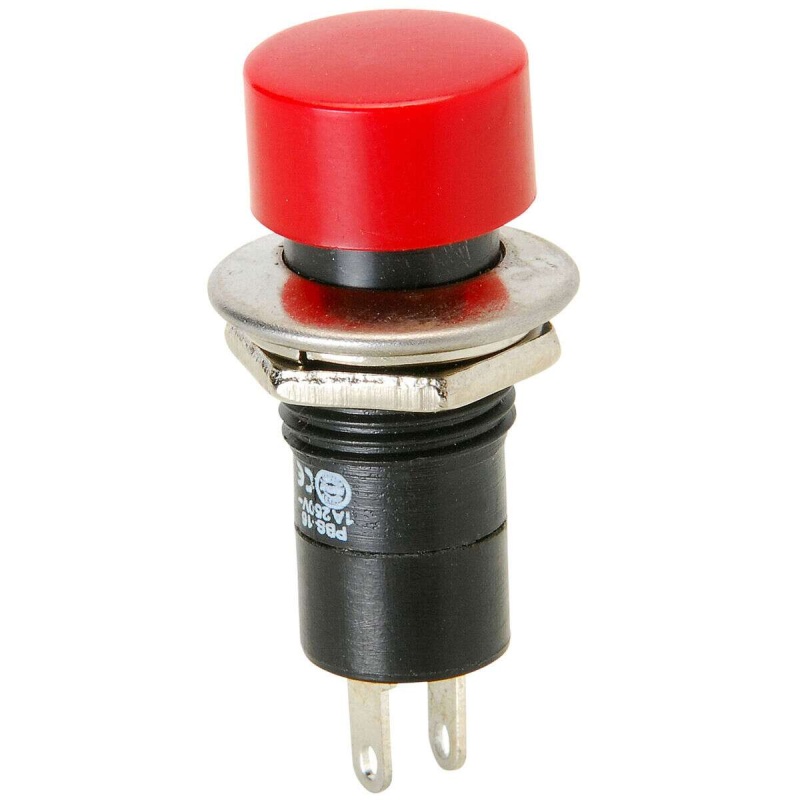 Momentary N.O. Classic Large Push Button Switch Red 3A 125v