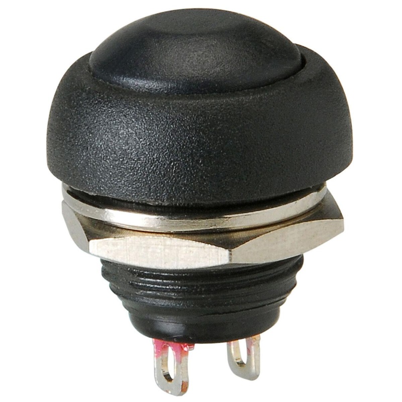 Momentary N.O. Raised Push Button Switch Black 3A 125v