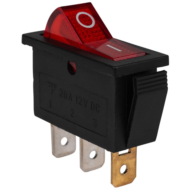 Spst Large Rocker Switch W/Red Illumination 12 Vdc