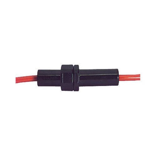 In-Line Agu Fuseholder 50 Amp Bakelite Oem Heb-Aa Inline Suitable For 10X38 Mm Cylindrical Agu Fuses 10 Inch 8 Awg Red Wire