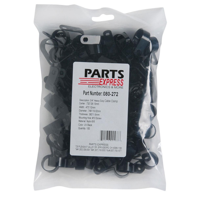Heavy Duty Cable Clamps 3/4" Black 100 Pcs