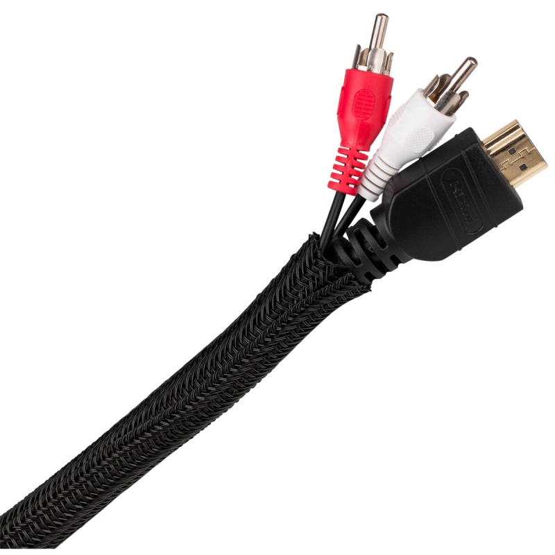 Audtek 12 Ft. 1/2" Black Split Braided Cable Wrap