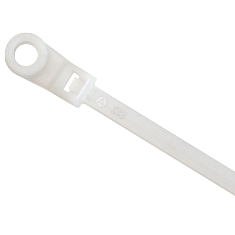 Cable Wire Zip Tie 8" 50 Lb Tensile Natural With Mounting Head 100 Pcs. Made In Usa