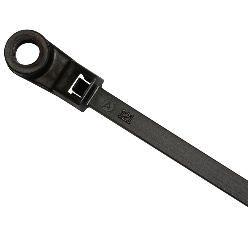 Cable Wire Zip Tie 8" 50 Lb Tensile Black With Mounting Head 100 Pcs. Made In Usa