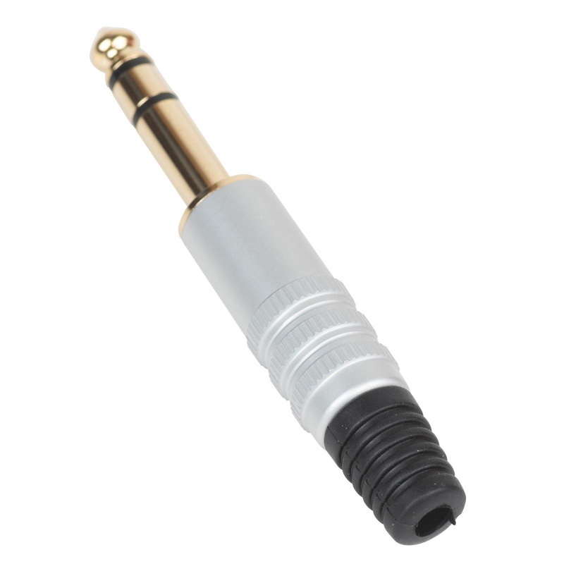 1/4" Stereo Plug Aluminum Silver Housing Gold Plated