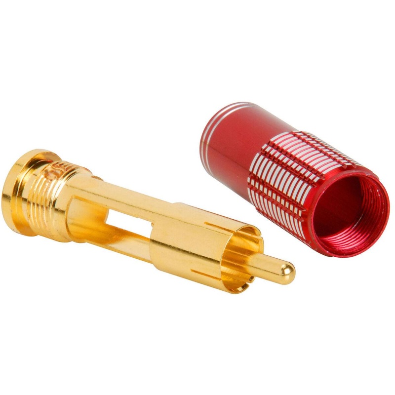 Gold Rca Super Plug Connector Red 8Mm Cable Entry