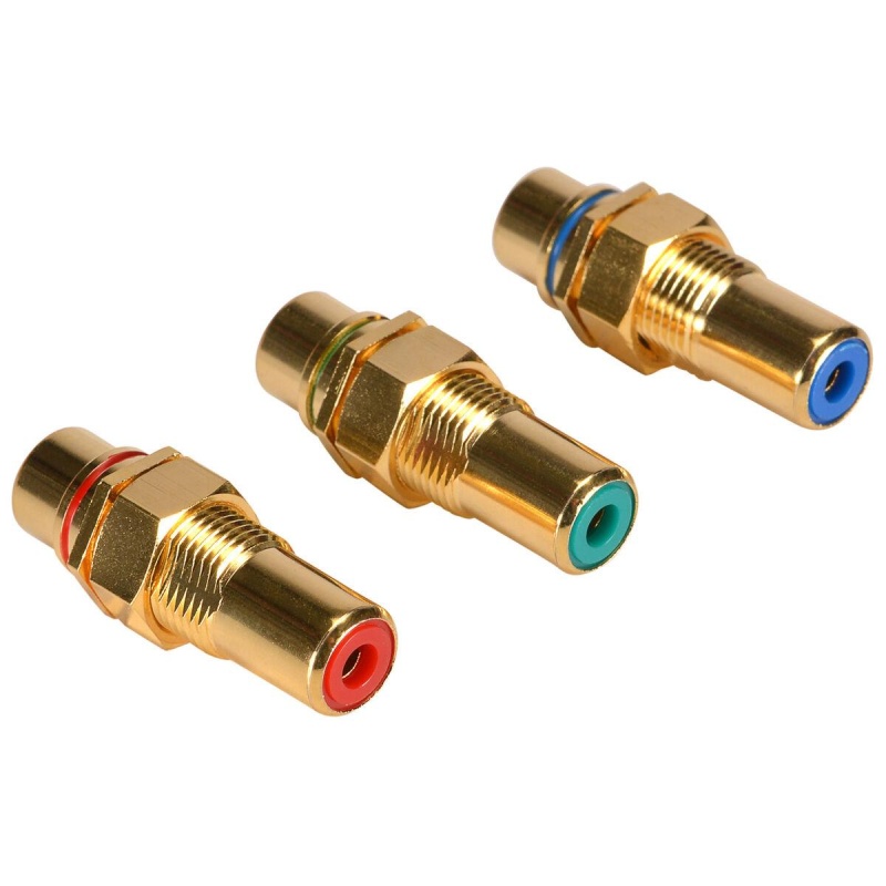 Parts Express Gold Component Rca Jack Bulkhead Red/Green/Blue Set Hex Type