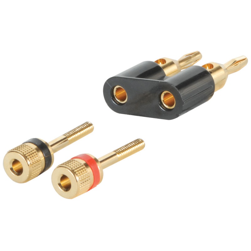 Parts Express Gold Dual Banana Plug Black