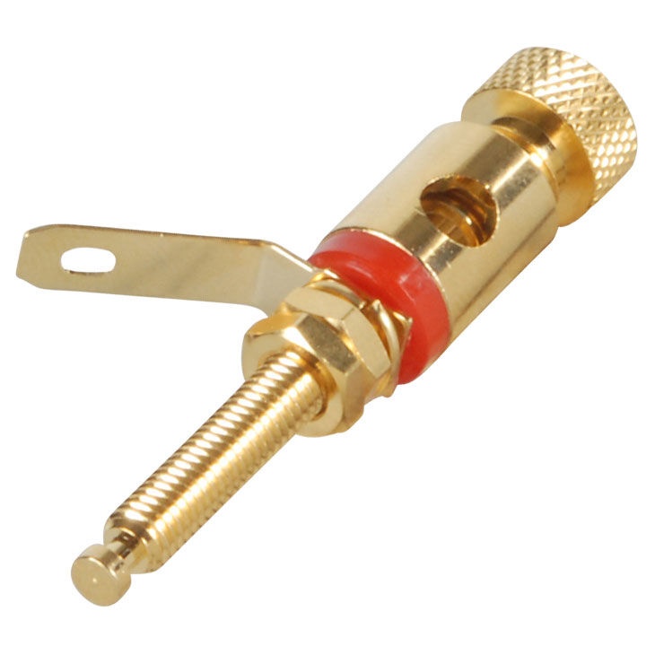 Gold Binding Post Banana Jack Pair Extra Long Shaft With Solder Tabs