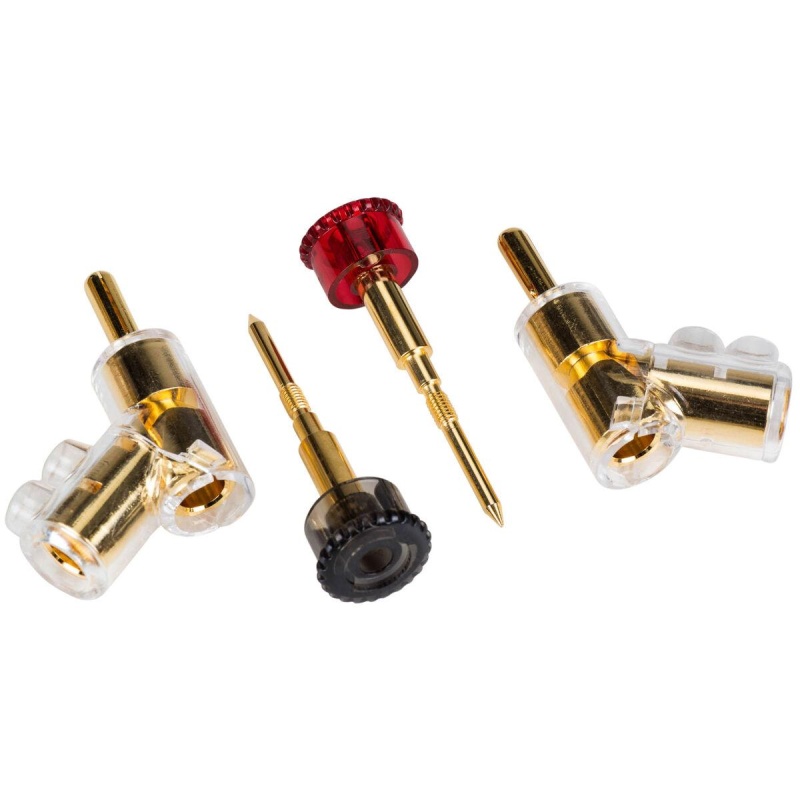 Angled Locking Stacking Banana Plug With Dual Set Screws Poly Shell And Insulated Thumbscrew 2 Pair