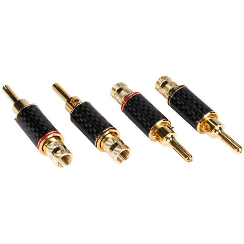 Expanding Banana Plug With Dual Set Screws And Carbon Fiber Wrapped Brass Shell 2 Pair