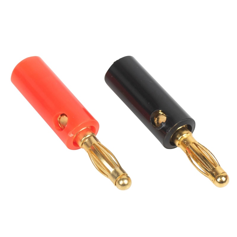 Banana Plugs Gold Plated Screw Down Terminals And Plastic Shell 1 Pair -Black, Red