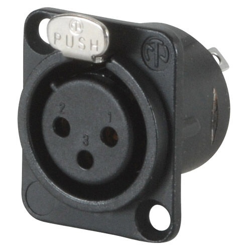 Neutrik Nc3fd-L-B-1 Dl Series Female Panel Mount Xlr Connector Black With Gold Contacts
