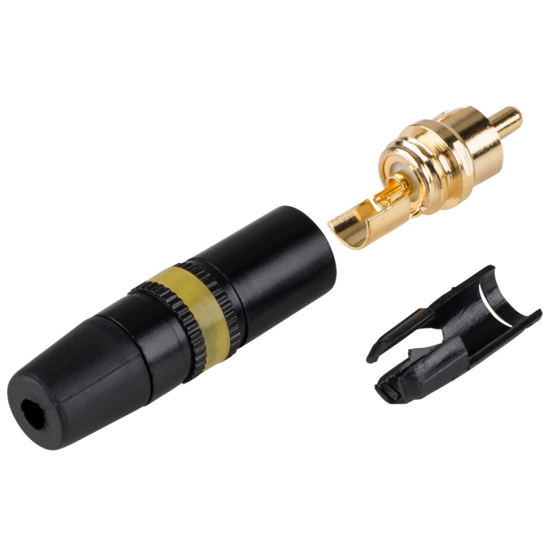 Rean Nys373-4 Rca Plug Connector Black With Yellow Indicator