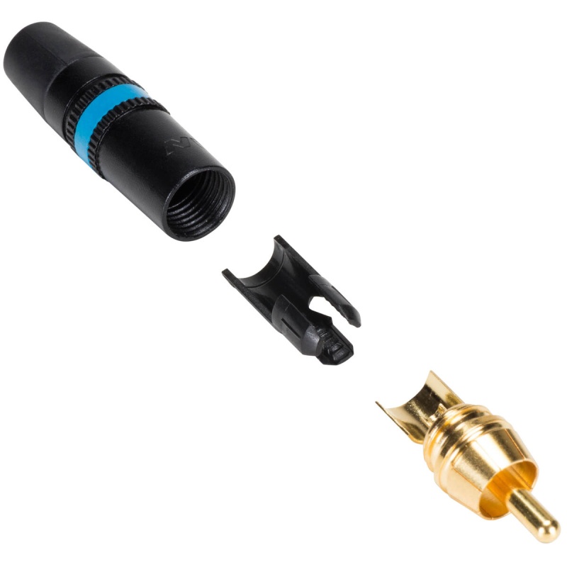 Rean Nys373-6 Rca Plug Connector Black With Blue Indicator
