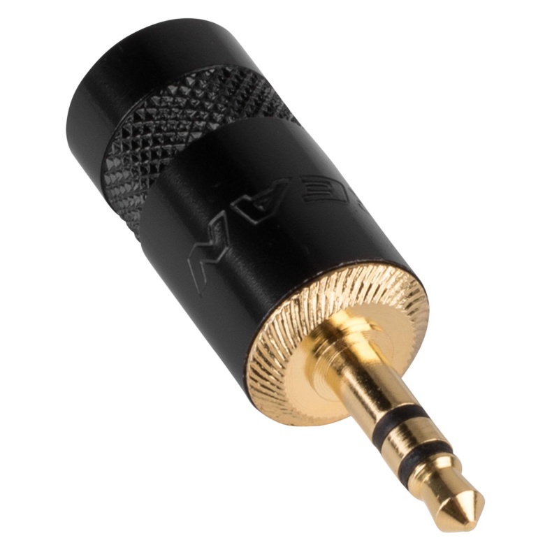 Rean Nys231bg-Ll 3.5Mm Stereo Plug Connector Black With Gold Plug Large 8Mm Cable Entry