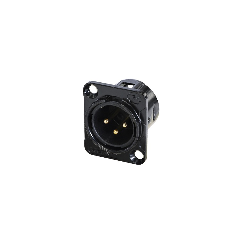 Rean Rc3mdl-B 3 Pole Xlr Male Chassis Connector Black/Gold