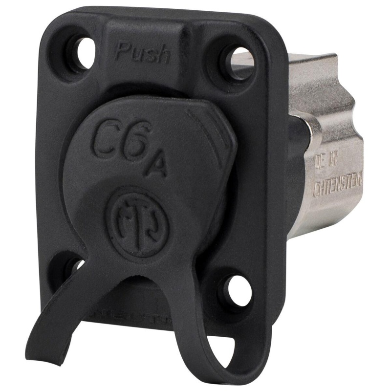 Neutrik Ne8fdx-P6-W Ethercon Cat6a Series Shielded Cat6a Connector Feedthrough W/ Ip65 Rubber Seal Black