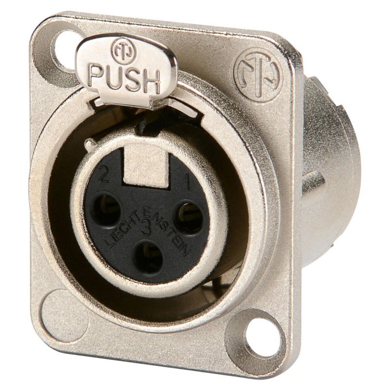 Neutrik Nc3fd-Lx Dlx Series Shielded Female Panel Mount Xlr Connector Nickel