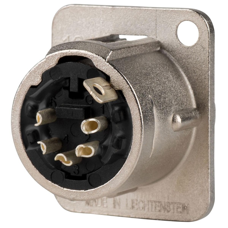 Neutrik Nc5md-L-1 Dl Series Male Panel Mount 5-Pin Xlr Connector Nickel