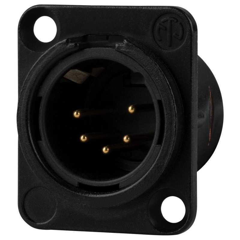 Neutrik Nc5md-L-B-1 Dl Series Male Panel Mount 5-Pin Xlr Connector Black