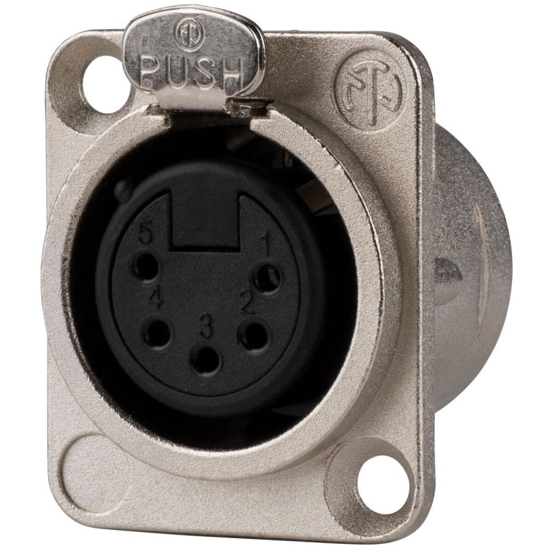 Neutrik Nc5fd-L-1 Dl Series Female Panel Mount 5-Pin Xlr Connector Nickel