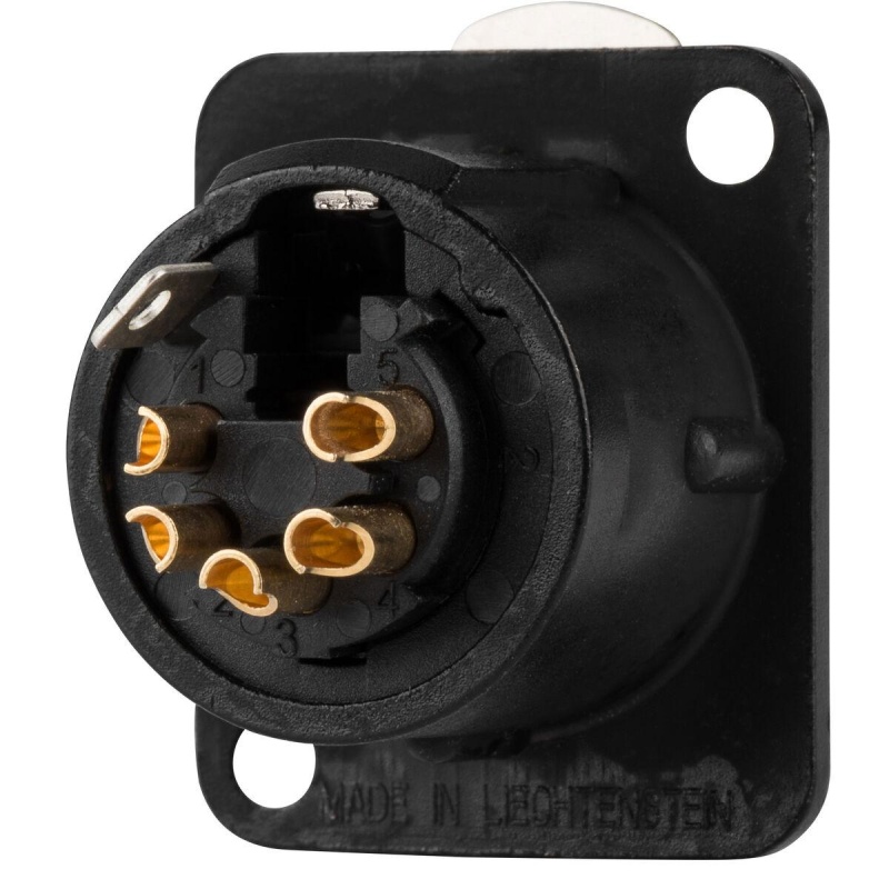 Neutrik Nc5fd-L-B-1 Dl Series Female Panel Mount 5-Pin Xlr Connector Black