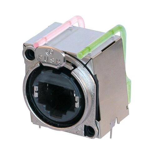 Neutrik etherCON B Series Shielded Horizontal PCB Panel Mount Connector with Light Pipes for 3 mm LEDs