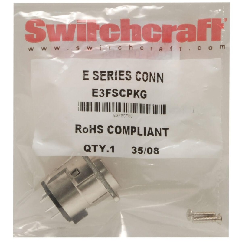 Switchcraft E3fsc 3 Pin Xlr Connector Female Panel Silver Pins