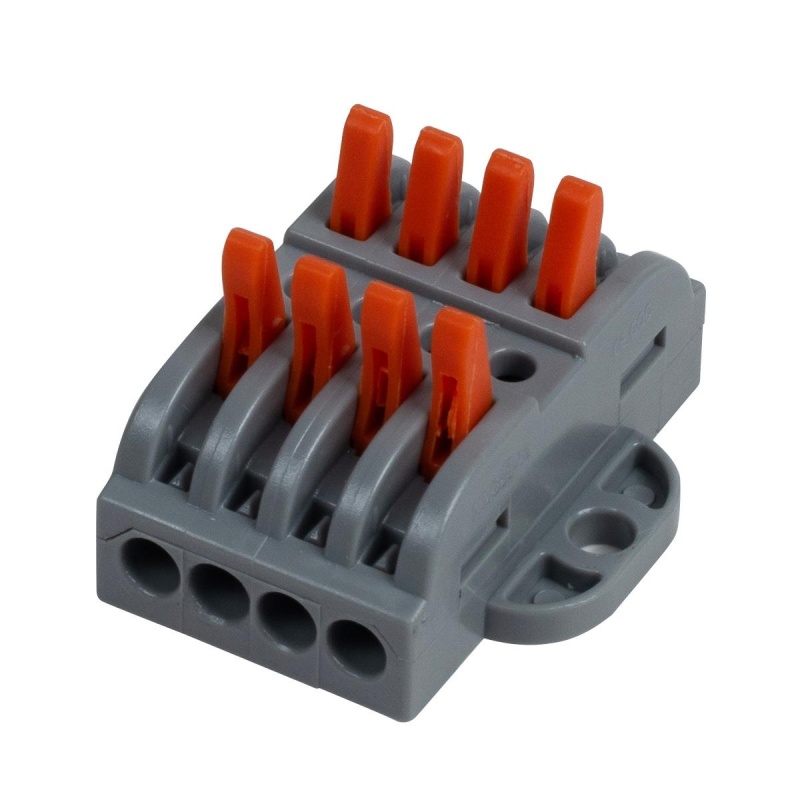 Quick Lever Wire Nut Splice Inline Wire Connectors With Mounting Tab (4 In 4 Out) 10-Pack