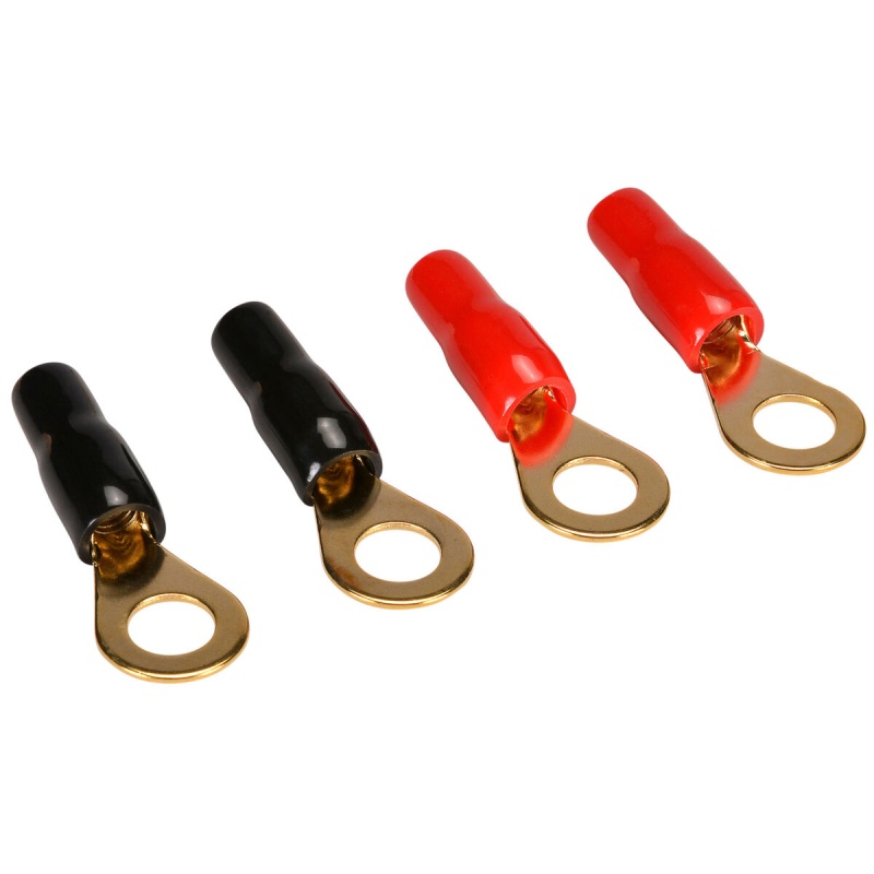 Gold Ring Crimp Terminal 8 Awg 5/16" 2 Pair