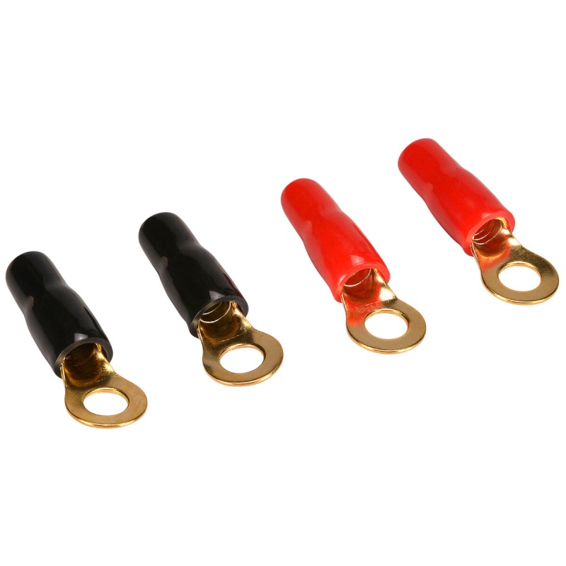 Gold Ring Crimp Terminal 8 Awg 1/4" 2 Pair