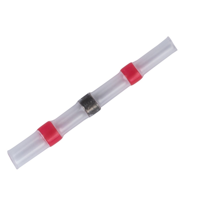 Heat Shrink Insulated Waterproof Solder Butt Connectors (22-18 Awg) Red 25-Pack